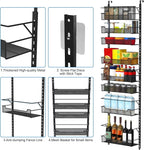 Over the Door Pantry Organizer, 8-Tier Over the Door Organizer with Adjustable Basket, Pantry Door Organization for Pantry Kitchen Storage Room Spice Rack, Black