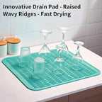 ZLR Large Silicone Dish Drying Mat (16" x 18") - XL Heavy Duty Drainboard Mat for Pots, Pans & Family Loads - Heat Resistant Trivet & Counter Protector, Easy Clean (Mint Green)
