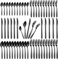 60-Piece Black Silverware Set - Stainless Steel Silverware Set for 12, Includes Forks Spoons and Knives, Utensil Sets for Home Kitchen Restaurant, Dishwasher Safe