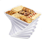YOUBET 8 PCS Plastic Serving Trays - White Trays for Serving Food - Super Strong Disposable Platters, Heavy Duty Plastic Trays for BBQ, Picnic, Party, Wedding