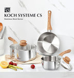 KOCH SYSTEME CS 2 Quart Sauce Pan with Lid, Stainless Steel Saucepan with Heat-resistant Bakelite Handle, Saucepan with Lid, Pot 2QT, Stainless Steel Sauce Pan, Induction Compatible