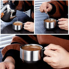 SZCXTOP 6.8 Oz Stainless Steel Coffee Cups Set of 6 Mug,Stackable Double Heat Insulation Metal Coffee Mugs with Stand Rack,Perfect for Cold Drinks or Hot Drink (6)