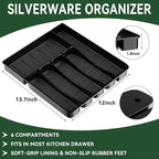 49 Pieces Black Silverware Set with Steak Knives, Stainless Steel Silverware with Organizer Flatware Utensils Set for 8, Forks and Spoons Silverware Set Cutlery Set