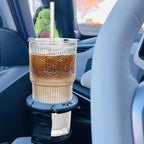 INSETLAN 20oz Ribbed & Floral Glass Tumblers with Lids and Glass Straws, Set of 2 – Iced Coffee Cups, Reusable Drinking Glasses for Water, Smoothies, Tea, and Juice – Perfect for Travel & Daily Use