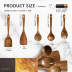 Wooden Spoons for Cooking, Nonstick Cooking Utensil Set with 5 Piece Acacia Wooden Spatulas and Spoons for Cooking, Terrific for Everyday Kitchen Tasks
