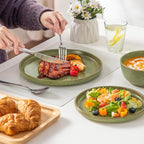 vancasso ZERMATT Stoneware Plates and Bowls Sets for 6, 18 Pieces Dinnerware Set for Kitchen, Chip Resistant Reactive Glaze Dishes, Dishwasher & Microwave Safe, Green