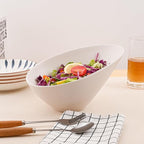 LOVYANXUE Salad Bowls, 4 Packs Serving Bowl, Compostable 33 Ounce Pasta Bowls, Elegant White Angled Bowl for Salad, Pasta, Soup, Prep, Ideal for Home and Restaurant