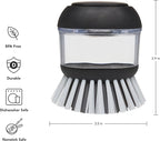 KitchenAid Soap Dispensing Palm Brush with Built in Easy to Fill Soap Dispenser, Non Slip Grip for Easy Cleaning, Safe on Non Stick Cookware, 2.95 x 2.17 x 3.54 inches, Black