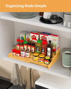 Spice Rack, 3-Tier Expandable Bamboo Spice Rack Organizer for Cabinet, Kitchen, Pantry and Cupboard Storage Organizer(2pack)