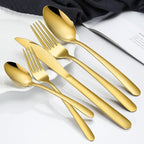 Gold Silverware Set - 20PCS Stainless Steel Silverware Set for 4, Includes Forks Spoons and Knives, Utensil Sets for Home Kitchen Restaurant, Dishwasher Safe