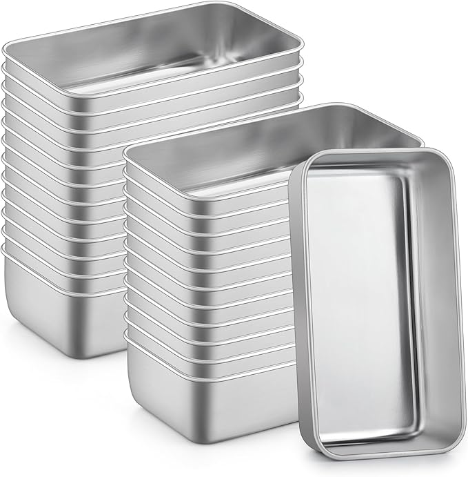 P&P CHEF Loaf Pan Set, 9 x 5 Inch Bread Pans, Stainless Steel Loaf Toast Baking Pans For Bread Meatloaf Lasagna Cake, Healthy & Non Toxic, Oven Safe& Easy Clean, (Silver, 24Pcs)