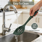 2-Pieces Silicone Cooking Spoon Spatula, Large Serving Spoons for Solid and Slotted, Heat Resistant Non-Stick Silicone Cooking Utensils Set, for Kitchen Mixing, Scooping, and Scraping