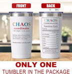 SUNWILL Coffee Tumbler with Lid, Christmas Gifts for Women, Stainless Steel Insulated Mug, CHAOS Coordinator Cups for Birthday, Thank you, Graduation - 20 oz Snow White