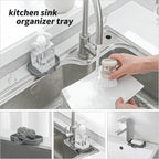 MicoYang Silicone Bathroom Soap Dishes with Drain Spout-Bathroom and Kitchen Sink Organizer,Sponge Holder,Dish Soap Tray,Perfect for Dispenser,Scrubber,Bottle,Cup on Sink or Counter-Grey 4.9"×3.2"