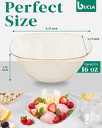 bUCLA 50Pack Gold Glitter Plastic Serving Bowls - 16oz Disposable Serving Bowls for Party Dessert/Ice Cream/Salsa/Snack