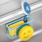 MURLONG Sponge Holder Smiley Face,Sink Caddy for Kitchen Sink,Sponge Holder with 2 PCS Suction Cups/1 PCS Adhesive Strips,Designed for Sponge,Soap,Dish Brush,Scrubber-Blue