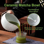 Matcha Whisk Set, 9 pcs Ceramic Matcha Set, Gifts for Women,Matcha Bowl with Spout and Whisk, Matcha Kit for Matcha Lovers, Ideal Gift Christmas, Birthday, Anniversary (Cherry Bloom-Red Spot)