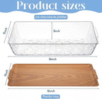 Baderke 2 Set 16" x 9" Plastic Chilled Serving Tray for Parties with Compartments Ice Chilled Party Platter Charcuterie Serving Board Cold Dish Dip for Fruit Seafood Vegetable Appetizer (Light Wood)