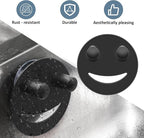 Yoshiky Stainless Steel Smiley Face Sponge Holder, Silver Sink Caddy Organizer Storage with Suction Cup for Kitchen, Kitchen Accessories Decor Scrubber-Black