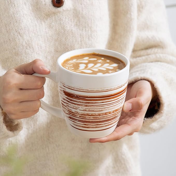 YUN TAO 16 oz Coffee Mugs Set of 4, Large Ceramic Multipurpose Cups with Big Handle, Ideal for Latte, Tea, Hot Chocolate and Matcha, Dishwasher Safe, Gift Set for Home & Office