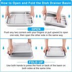 Collapsible Dish Drying Rack with Drain Plug Tube, Portable Dish Drainers for Kitchen Counter, Folding Dish Rack Over Sink Drying Dinnerware,Kitchen Sink Organizer Travel Trailer RV Camping Essentials