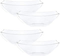 PLASTICPRO Disposable 64 ounce Square Serving Bowls, Party Snack or Salad Bowl, Large Plastic Crystal Clear Pack of 4