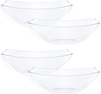 PLASTICPRO Disposable 64 ounce Square Serving Bowls, Party Snack or Salad Bowl, Large Plastic Crystal Clear Pack of 4