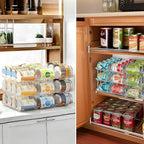 Attelite Can Organizer for Pantry, 3 Sets 2Tiers Can Storage Organizer Pantry, Soda Can Organizer for Fridge 24 Cans Rack Automatic Rolling Stackable Canned Food Organizer,Clear