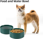 Havniva Ceramic Dog Bowl, Food and Water Bowl for Medium Breed Dog, Pet Bowl for Replacement (7.3 inch, Single Bowl, Green)