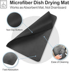 GSlife Family Size Large Capacity Expandable Dish Drying Rack with Absorbent Mat, Rust Resistant Dish Drainer for Plates Bowls Pots and Pans, 16.5"-21.3" L x 14.7" W, Black