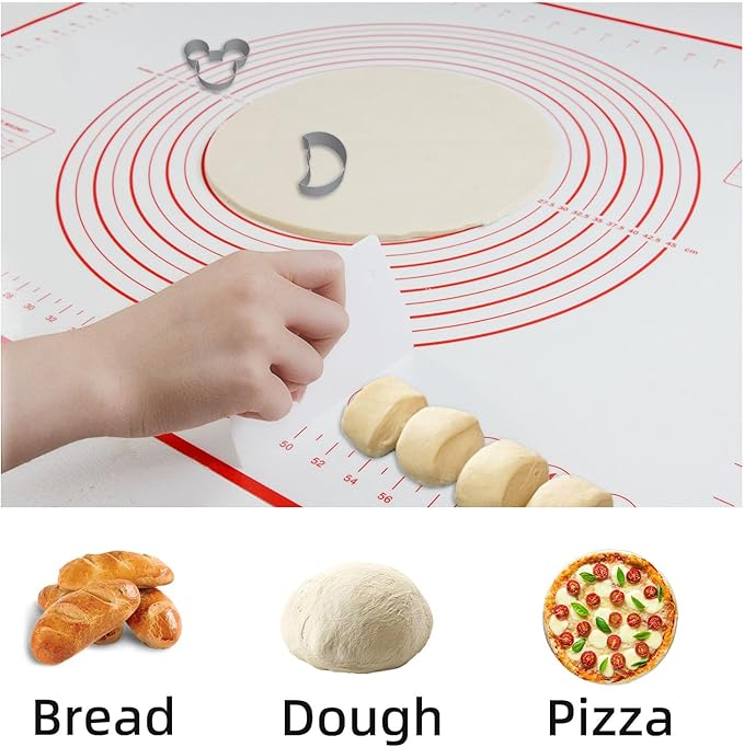 Dough Mat Pastry Silicone Baking Mats 32x24" Red for Rolling Dough Kneading Sheet Sourdough Bread Baking Supplies 0.45mmT