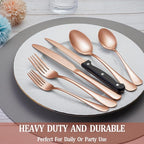 48 Pcs Rose Gold Silverware Set with Steak Knives Service for 8,Stainless Steel Flatware Set,Mirror Polished Cutlery Utensil Set, Kitchen Eating Tableware,Include Fork Knife Spoon Set,Dishwasher Safe