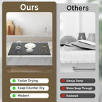 Large Stone Dish Drying Mat for Kitchen Counter, 2 PCS Quick Dry Stone Mats, Foldable Water Absorbing Diatomaceous Earth Drying Dishes Pad for Countertop Bottle Utensil Cup(Carved Gray 24"x16"&8"x4")