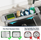 NiHome Extendable Sink Kitchen Organizer, Extra Long Telescopic Brush Storage Rack for Sponge, Non-Slip Pads Expandable Sink Caddy, Adjustable Sponge/Brush Rack with Drainage Durable ABS (Gray)