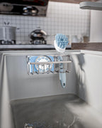 Consumest Sponge Holder Sink Caddy - Ladder Shaped Sponge Holder for Kitchen Sink with 2 Installation Ways (Suction Cups & Adhesive Hook), Rustproof Stainless Steel Kitchen Organizer, Sand Nickel