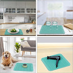 ZLR Silicone Dish Drying Mat 12" x 12" Square - Small Heat Resistant Trivet & Countertop Protector for Air Fryer, Coffee Maker - Waterproof Kitchen Drain Pad for Cups, Fruit (Mint Green)