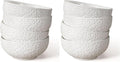 Artena Ceramic Cereal Bowls 26 oz, Embossment Soup Bowls Set of 4, White Salad Bowl for Kitchen, Dinner, Breakfast, Oatmeal, Rice, Pasta, Dishwasher Microwave Safe, 6 inch (Flower) (Pack of 2)