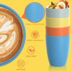 Homienly Drinking Glasses & Shatterproof Cups Set of 4 | Premium Wheat Straw, Non-Toxic Reusable Plastic Cups | Dishwasher & Microwave Safe for Beach, Camping... (12 oz, Beach Color)