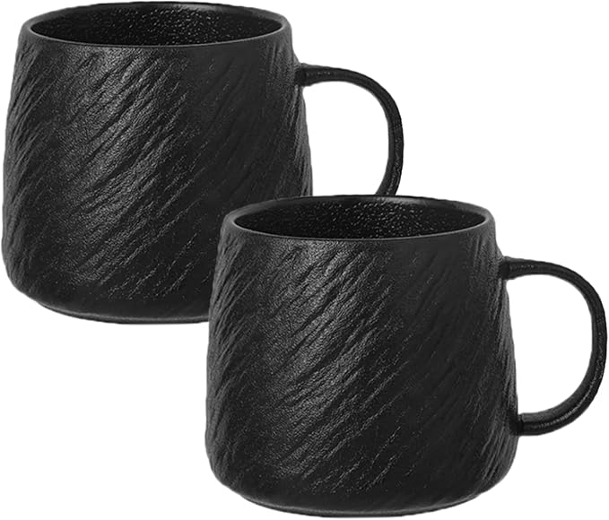 Ceramic Rock-Textured Coffee Mugs Gift Set, 17 oz Mug Set of 2, Large Capacity Coffee Cup Set Tea Cup tazas para café Big Stoneware Mug for Latte, Hot Chocolate, Cocoa, Cappuccino