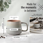 Ava Nord Small Ceramic Coffee Mugs Set of 4 | 8 oz Stoneware Coffee Cups | Lead-Free, Non-Toxic | Microwave & Dishwasher Safe | Comfortable Handle | Aesthetic Nordic Design for Cappuccino | Sage Ash