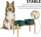 Havniva Ceramic Raised Double Bowls Set with Stand, Food & Water Bowls for Large Breed Dogs, Weighted Dog Dishes, Pet Bowl(8.2'',60OZ, Green)