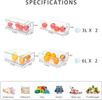 MineSign 4 pack Stackable Refrigerator Organizer Bins Pull-Out Drawers for Fruit and Veggies Storage Organizer for Fridge Clear Drawer Containers with Handle Divided Organization for Produce Saver