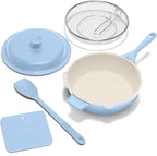 ZUKA 10 in 1 Ceramic Pan by Granitestone, Large 10 Inch Saute Pan with Lid Serves as Deep Frying Pan Set with Steamer, Everyday Skillet, Non Toxic Ceramic Nonstick, Induction Oven & Dishwasher Safe
