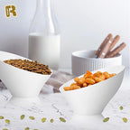 R-kay 6 Pack Angled White Candy Bowls - Plastic bowls 20 Oz - Premium Plastic Serving Bowls Disposable Heavy Duty For Weddings Catering, parties, And All Occasions (White, Medium)