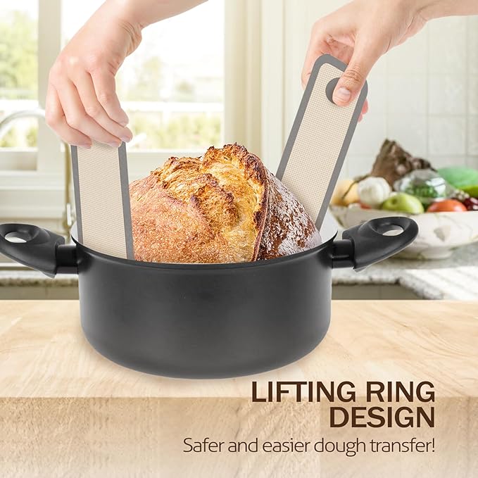Silicone Bread Sling for Dutch Oven, 2 PCS Non-Stick & Easy Clean Reusable Sourdough Mat, Sourdough Bread Baking Supplies, Tools ＆ Accessories