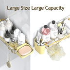 NESOMI Shower Caddy Adhesive Shower Organizer 7-Pack, Rustproof Stainless Steel Bathroom Shelves, Large Capacity No-Drill Rack Storage Accessories with Soap Dish Toothbrush Holder Hooks