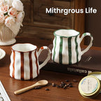 Ceramic Cute Coffee Mugs Set of 2,Cute Mugs For Women,Pretty Mugs(Striped),14 oz Ceramic Large Mugs, Dishwasher Microwave Safe