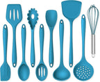 Onader Navy Blue Kitchen Utensils Set, Silicone Cooking Utensils Set of 10 with Turner Spoon Spatula Whisk Pasta Server, Dishwasher Safe