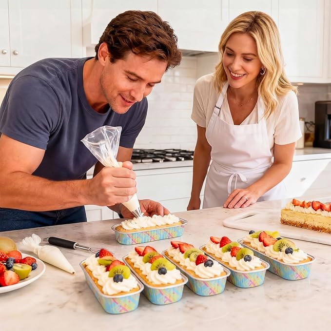 Hushee 60 Pack 6.8oz Easter Mini Loaf Pans with Lids Disposable Cross Cake Tins with Daisy Gift Bags Forks Ribbon Aluminum Foil Baking Pans Christian Bread Mold for Cupcake Picnics Baking Party Gift