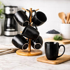 AmorArc 16oz Coffee Mugs Set of 6, Large Ceramic Coffee Mugs for Men Women Dad Mom, Modern Coffee Mugs with handle for Tea/Latte/Cappuccino/Cocoa. Dishwasher&Microwave Safe, Matte Black